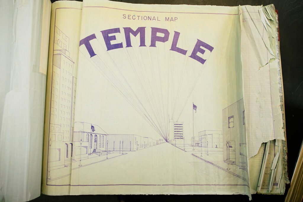 Original City of Temple Documents housed at the First Community Title Research Facility office in Temple Texas.